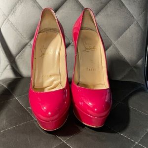 Pink Christian Louboutin patent Bianca 140 mm